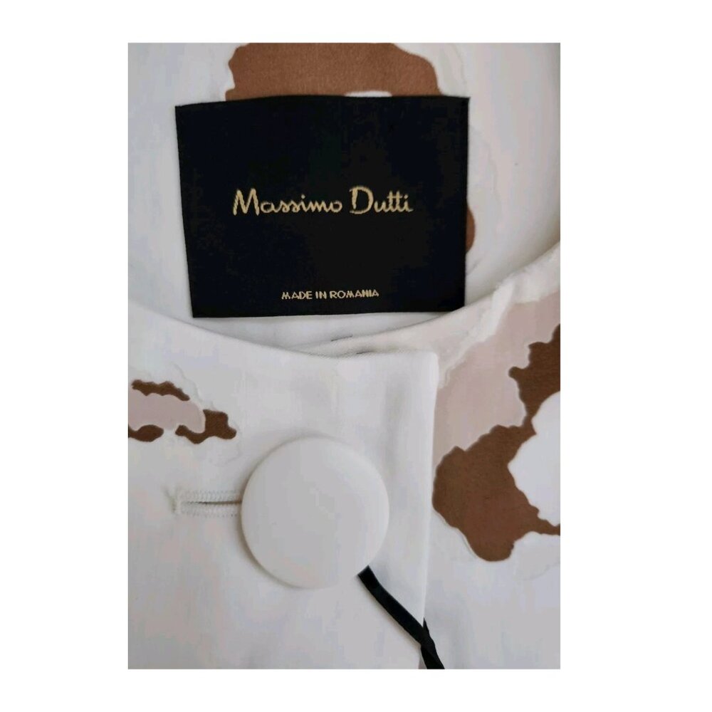 Massimo Dutti Women’s SZ4 Animal Print Jacket Blazer 100% Cotton 3/4 Sleeve Coat - Picture 4 of 8